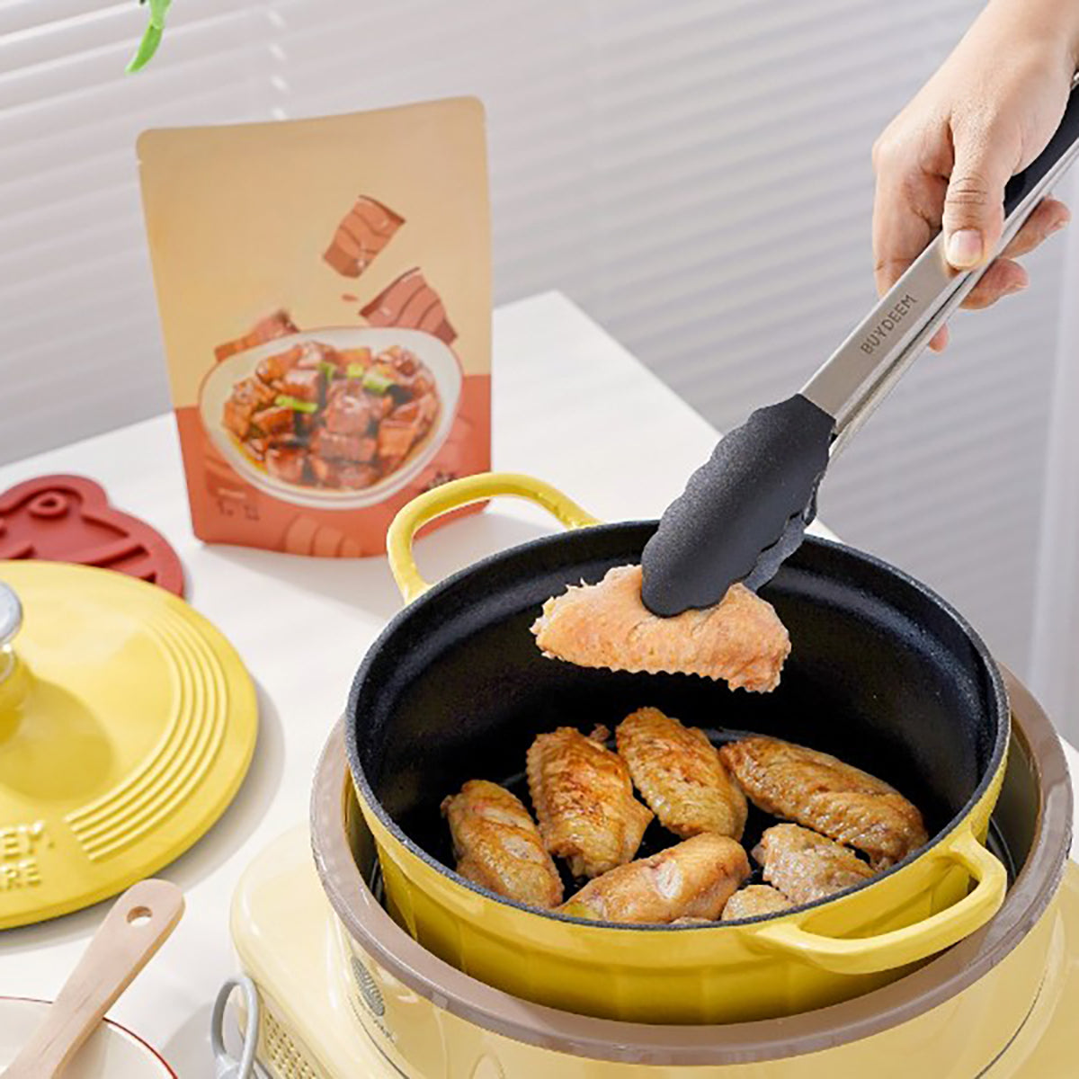 Naczynie żeliwne Buydeem CP521 emaliowane 2,9l kuchenne Pastelowe Żółte