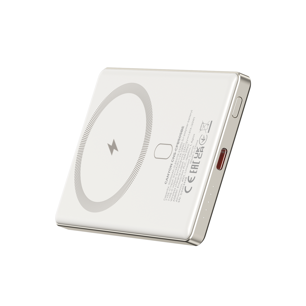 Powerbank Magsafe 5000 mAh PD20W slim Canyon OnPower 505 beige