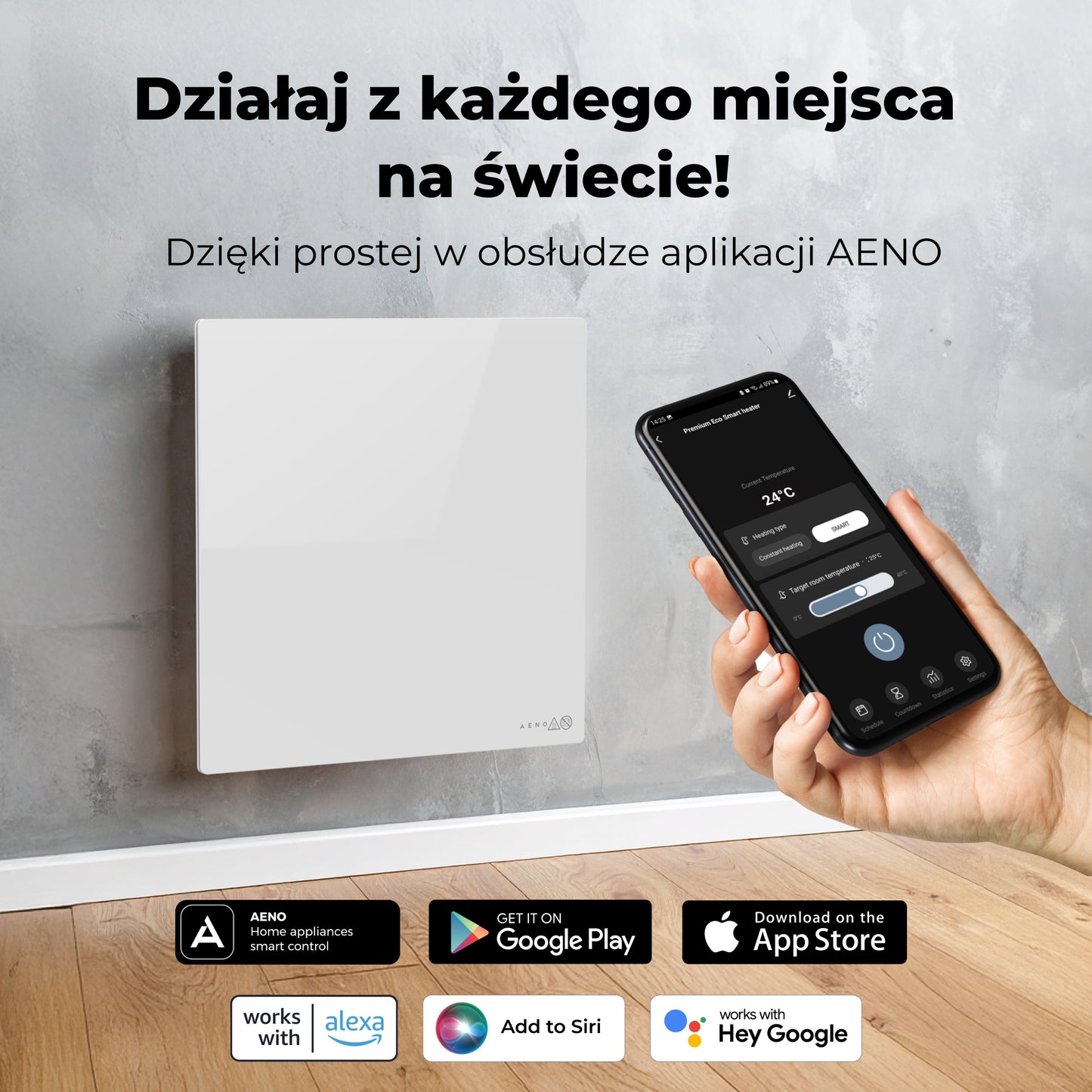 Grzejnik elektryczny na podczerwień 500W AENO GH11S Quadro Smart 1 cm