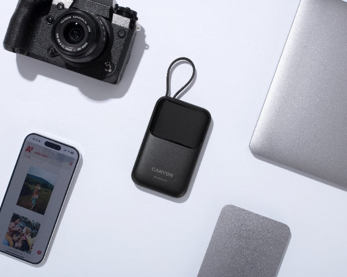 Powerbank 10000 mAh PD 22.5W mit Kabel Canyon OnPower 101 schwarz