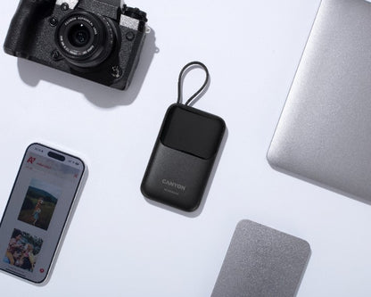 Powerbank 10000 mAh PD 22.5W mit Kabel Canyon OnPower 101 schwarz