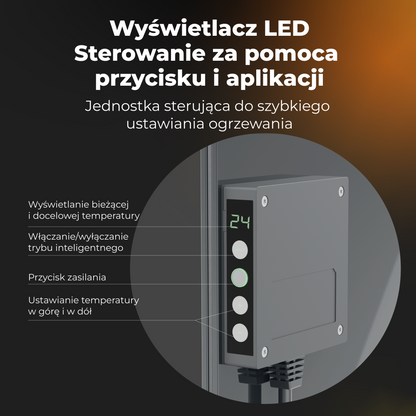 Elektrische Slim-Glasheizung 1 cm Infrarot 700W Aeno Smart Grau