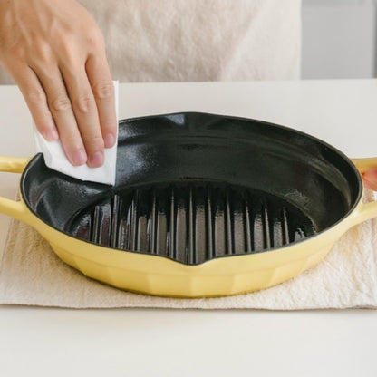 Patelnia grillowa Buydeem CP553 emaliowana żeliwna 26 cm Pastelowa Żółta