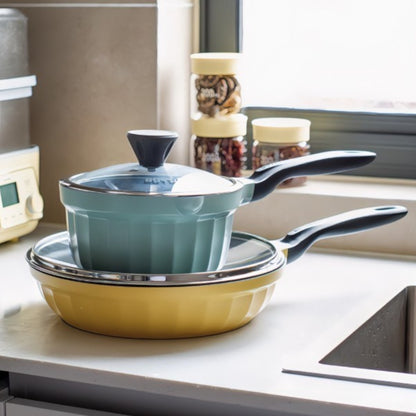 Rondel emaliowany 1,8l ze szklaną pokrywą Buydeem CP141 Pastelowy Zielony