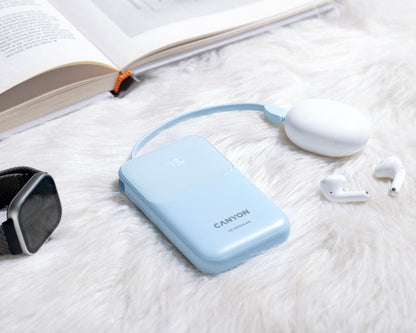 Powerbank 10000 mAh PD 22.5W mit Kabel Canyon OnPower 101 blau