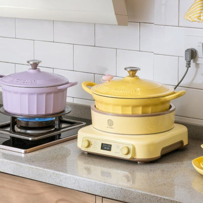 Naczynie żeliwne emaliowane Buydeem CP551 3,9l pastelowe żółte