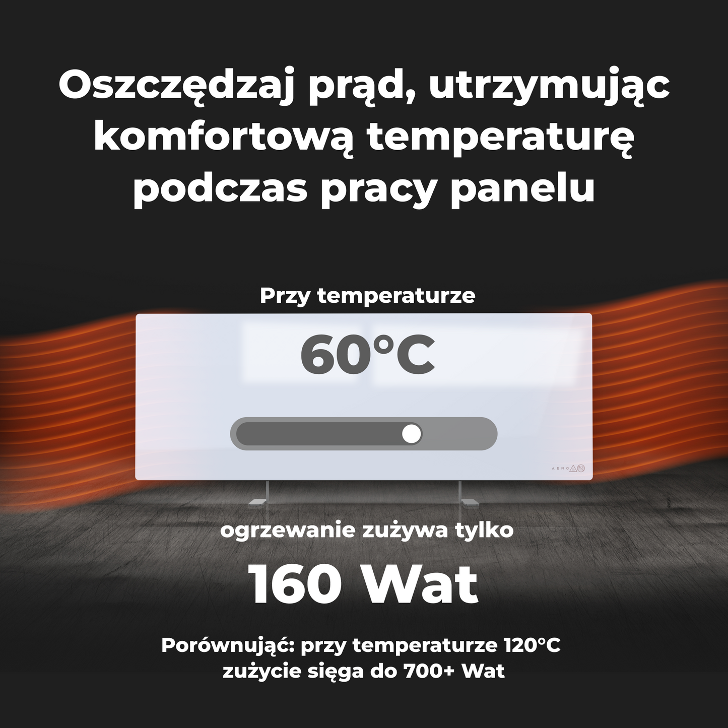 Szklany grzejnik elektryczny slim 1 cm na podczerwień 700W Aeno Smart biały