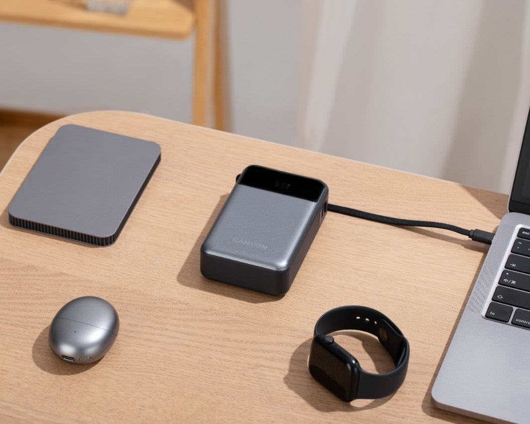 Power bank 20000 mAh PD 65W with cable Canyon OnPower 600 graphite